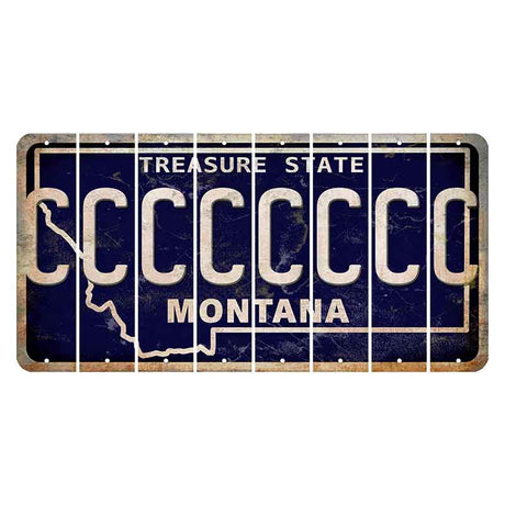 Montana Blue Treasure State Cut License Plate Strips (Set of 8) C