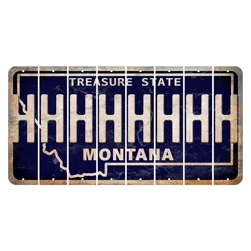 Montana Blue Treasure State Cut License Plate Strips (Set of 8) H