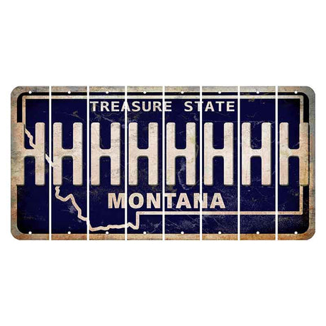 Montana Blue Treasure State Cut License Plate Strips (Set of 8) H