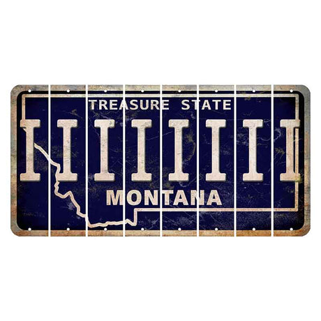 Montana Blue Treasure State Cut License Plate Strips (Set of 8) I