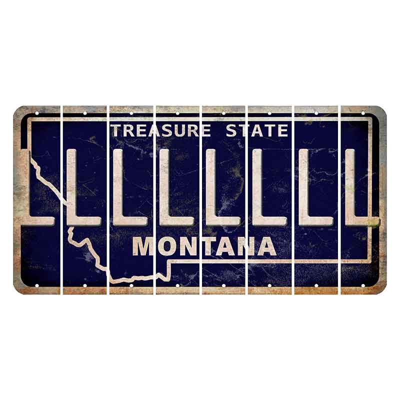 Montana Blue Treasure State Cut License Plate Strips (Set of 8) L