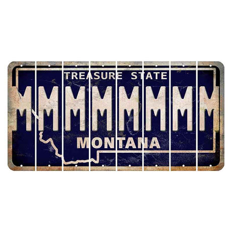 Montana Blue Treasure State Cut License Plate Strips (Set of 8) M