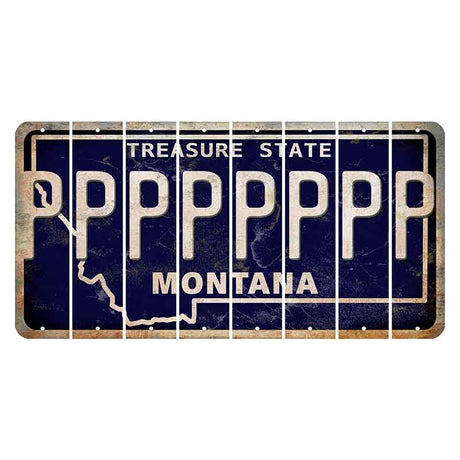 Montana Blue Treasure State Cut License Plate Strips (Set of 8) P