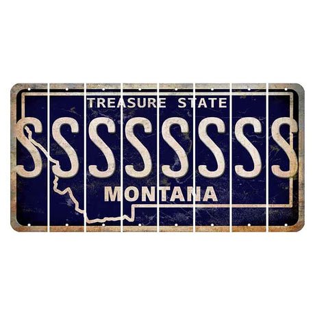 Montana Blue Treasure State Cut License Plate Strips (Set of 8) S