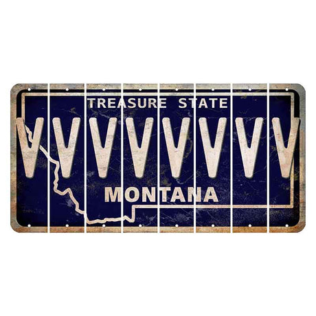 Montana Blue Treasure State Cut License Plate Strips (Set of 8) V