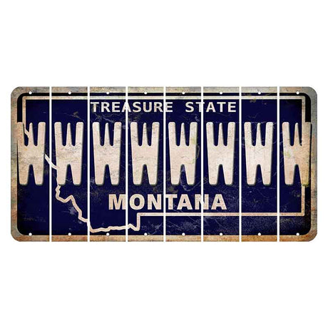 Montana Blue Treasure State Cut License Plate Strips (Set of 8) W