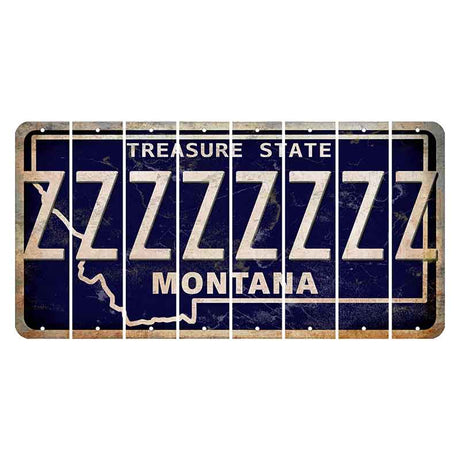 Montana Blue Treasure State Cut License Plate Strips (Set of 8) Z