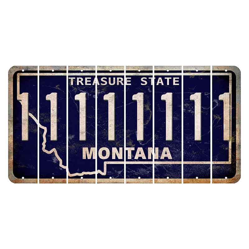 Montana Blue Treasure State Cut License Plate Strips (Set of 8) 1