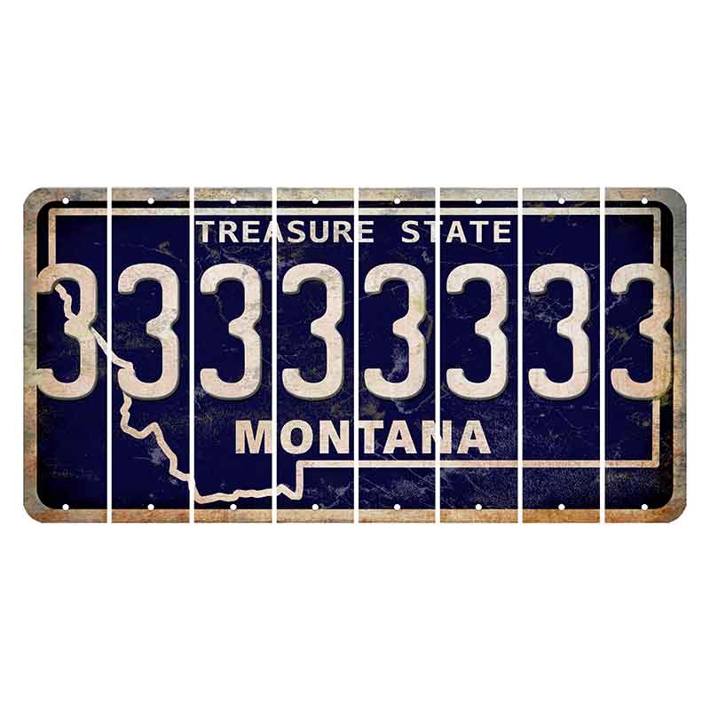 Montana Blue Treasure State Cut License Plate Strips (Set of 8) 3