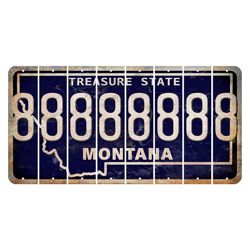 Montana Blue Treasure State Cut License Plate Strips (Set of 8) 8