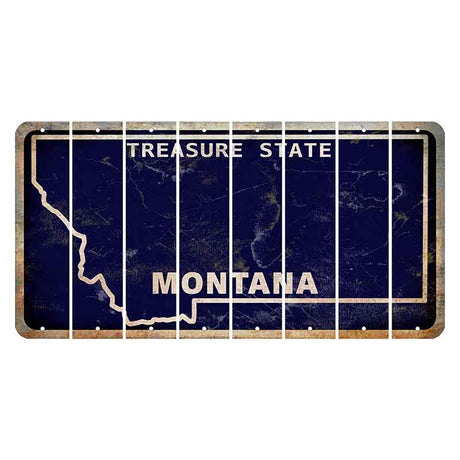 Montana Blue Treasure State Cut License Plate Strips (Set of 8) Blank