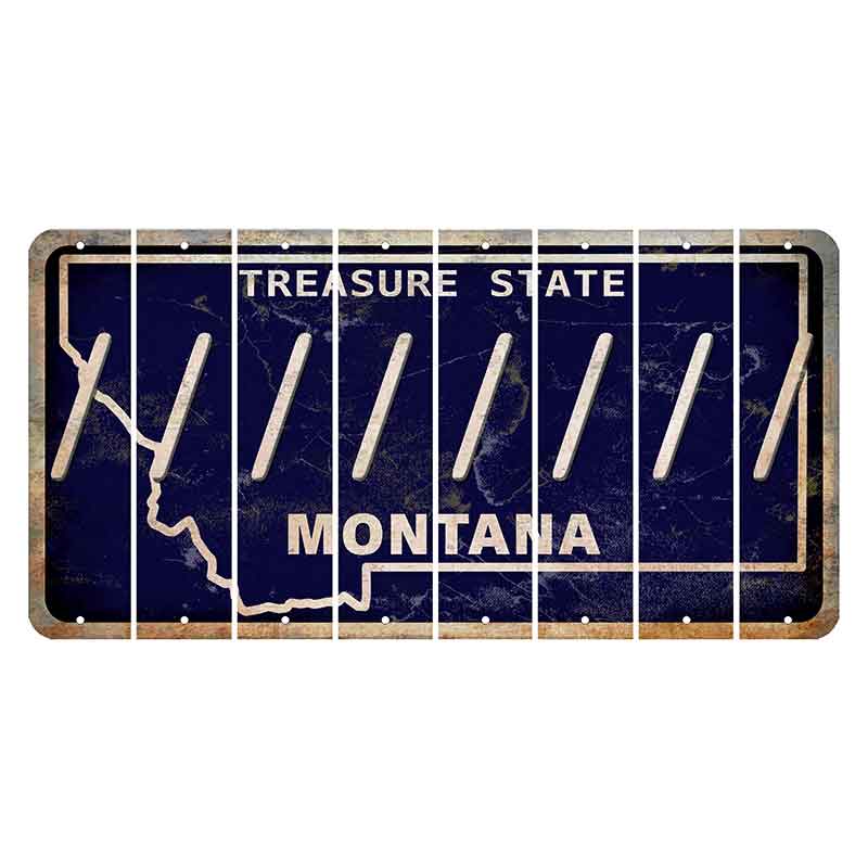 Montana Blue Treasure State Cut License Plate Strips (Set of 8) Forward Slash