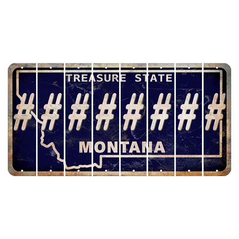 Montana Blue Treasure State Cut License Plate Strips (Set of 8) Hashtag