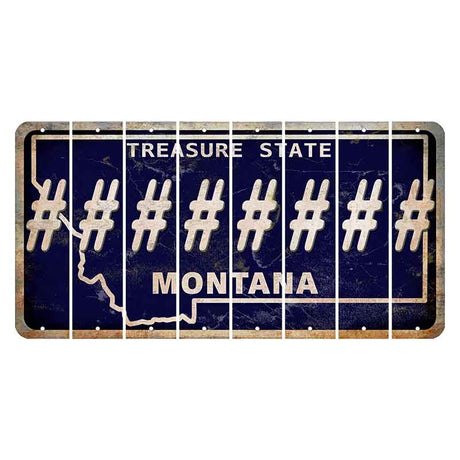 Montana Blue Treasure State Cut License Plate Strips (Set of 8) Hashtag