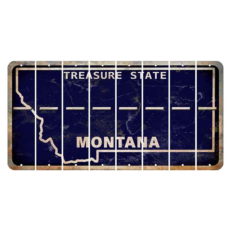 Montana Blue Treasure State Cut License Plate Strips (Set of 8) Hyphen