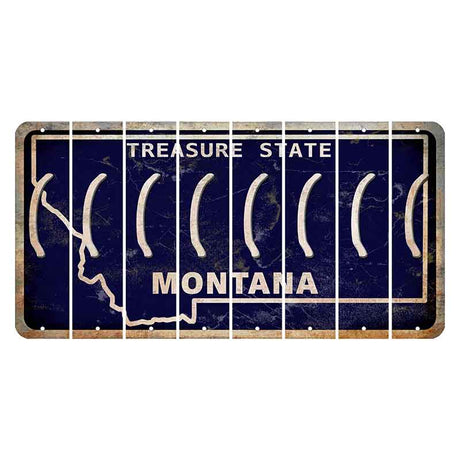 Montana Blue Treasure State Cut License Plate Strips (Set of 8) Parenthesis - Left