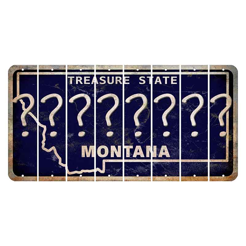 Montana Blue Treasure State Cut License Plate Strips (Set of 8) Question Mark