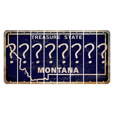 Montana Blue Treasure State Cut License Plate Strips (Set of 8) Question Mark