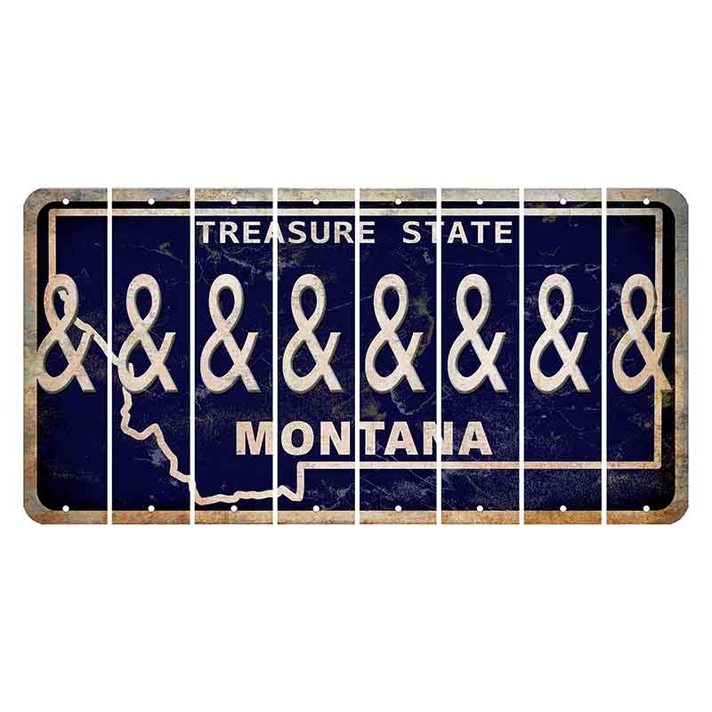 Montana Blue Treasure State Cut License Plate Strips (Set of 8) And Sign