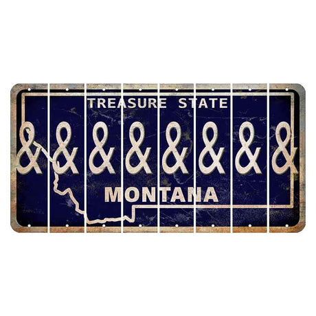 Montana Blue Treasure State Cut License Plate Strips (Set of 8) And Sign