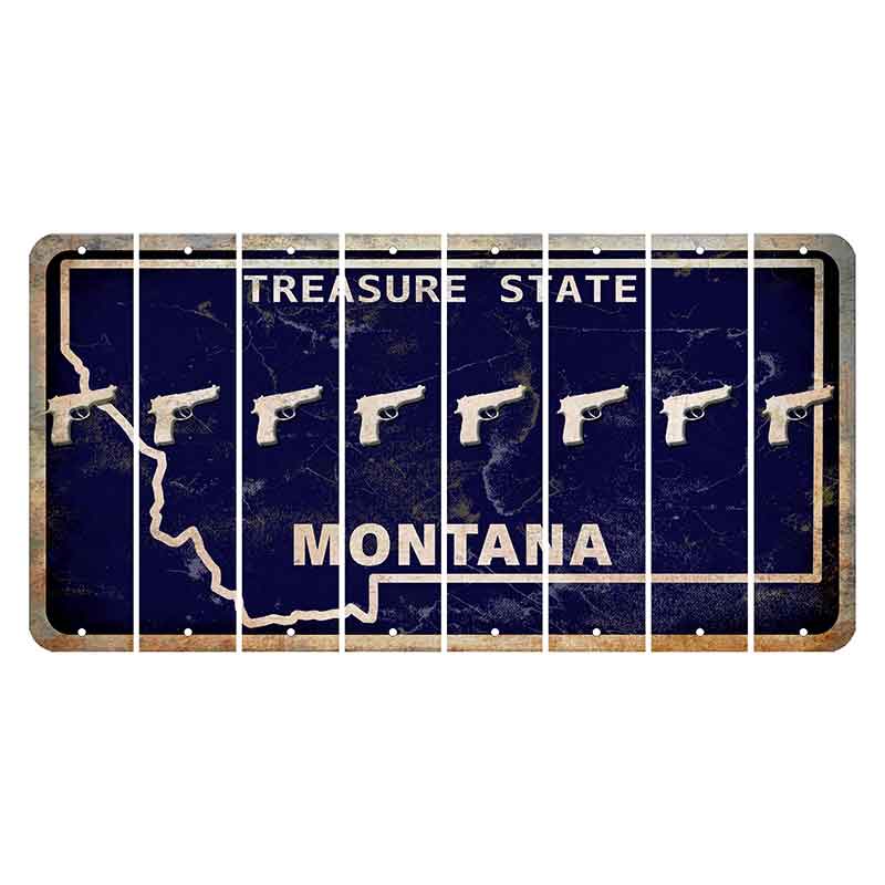 Montana Blue Treasure State Cut License Plate Strips (Set of 8) Handgun