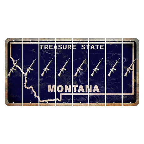 Montana Blue Treasure State Cut License Plate Strips (Set of 8) Rifle