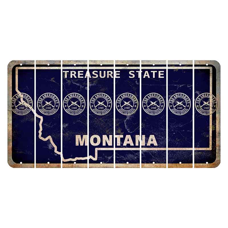 Montana Blue Treasure State Cut License Plate Strips (Set of 8) 2nd Amendment