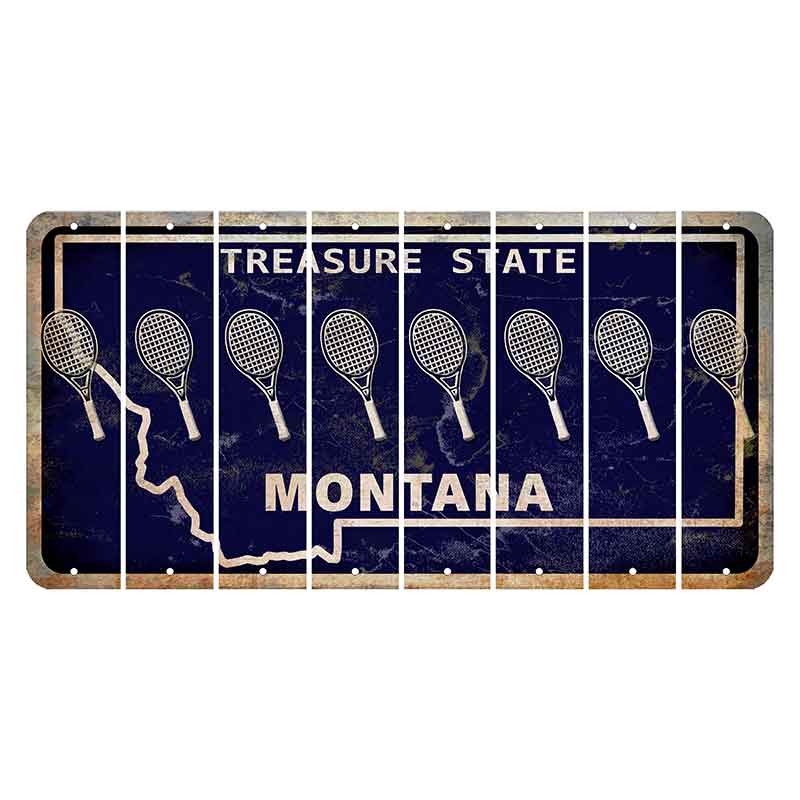 Montana Blue Treasure State Cut License Plate Strips (Set of 8) Tennis Racket