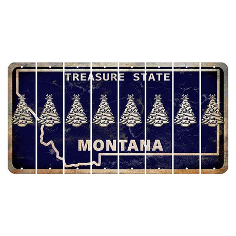 Montana Blue Treasure State Cut License Plate Strips (Set of 8) Christmas Tree