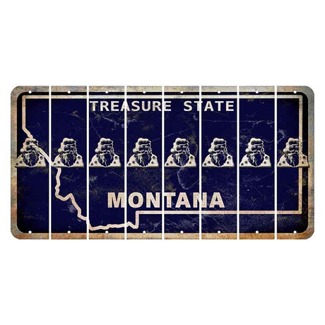 Montana Blue Treasure State Cut License Plate Strips (Set of 8) Santa Claus