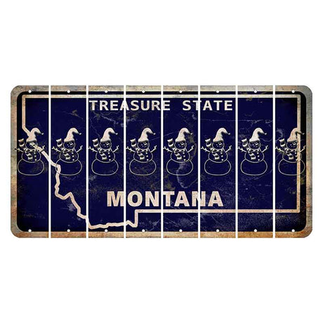 Montana Blue Treasure State Cut License Plate Strips (Set of 8) Snowman