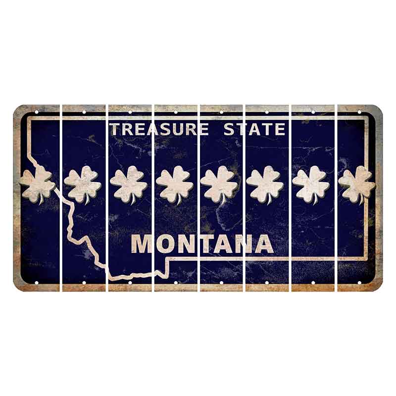 Montana Blue Treasure State Cut License Plate Strips (Set of 8) Shamrock