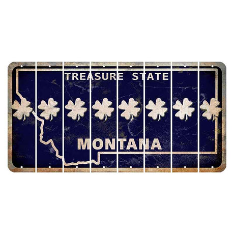 Montana Blue Treasure State Cut License Plate Strips (Set of 8) Shamrock