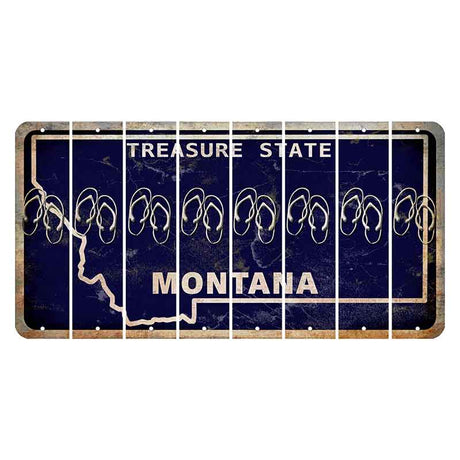 Montana Blue Treasure State Cut License Plate Strips (Set of 8) Flip Flops