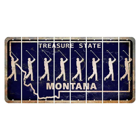 Montana Blue Treasure State Cut License Plate Strips (Set of 8) Male Golfer