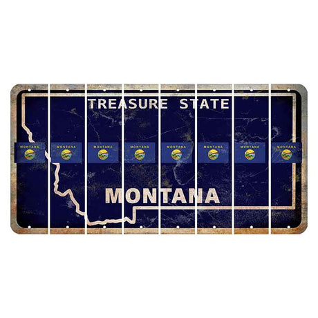 Montana Blue Treasure State Cut License Plate Strips (Set of 8) State Flag