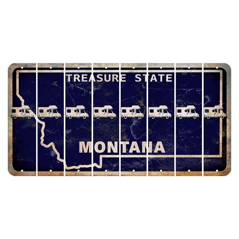 Montana Blue Treasure State Cut License Plate Strips (Set of 8) Camper