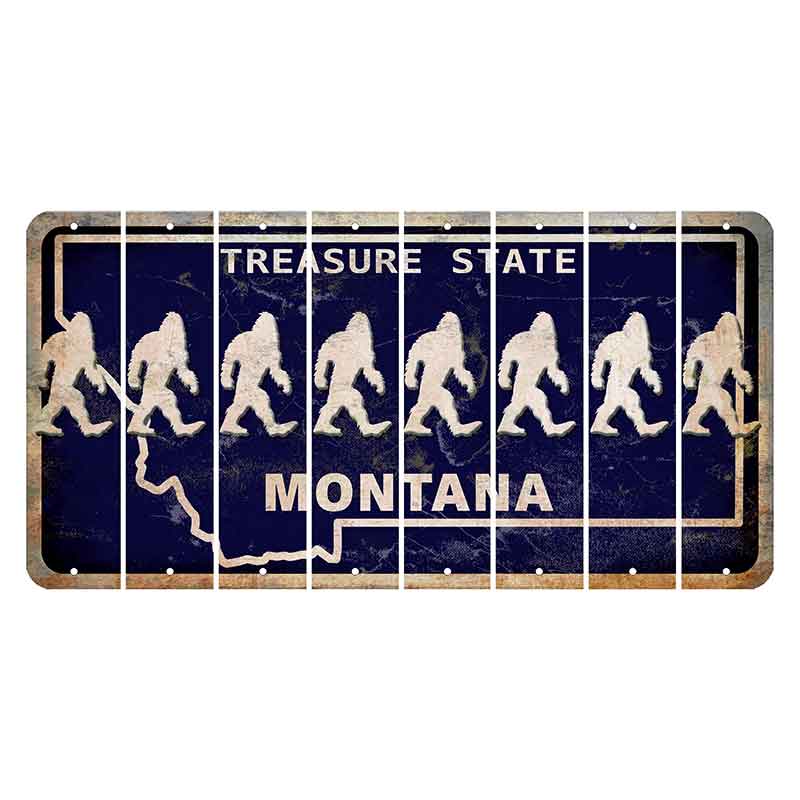 Montana Blue Treasure State Cut License Plate Strips (Set of 8) Bigfoot