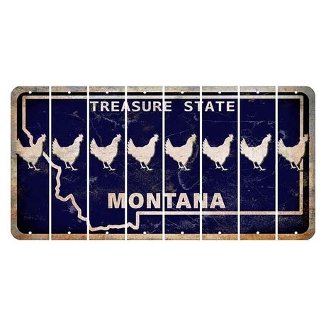 Montana Blue Treasure State Cut License Plate Strips (Set of 8) Chicken