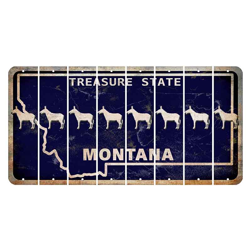 Montana Blue Treasure State Cut License Plate Strips (Set of 8) Donkey