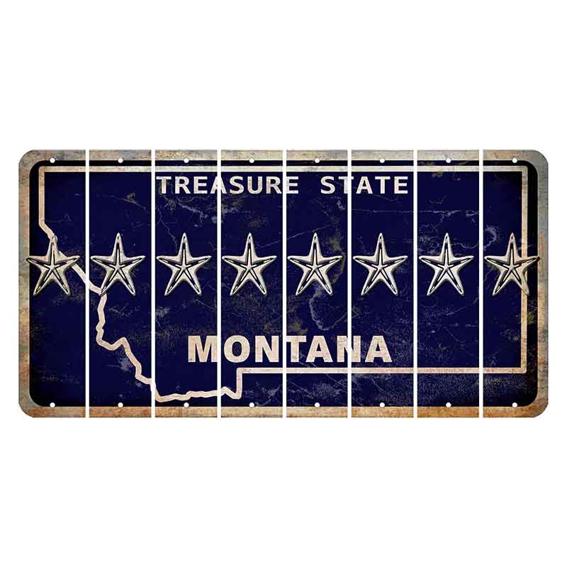 Montana Blue Treasure State Cut License Plate Strips (Set of 8) Star Fish