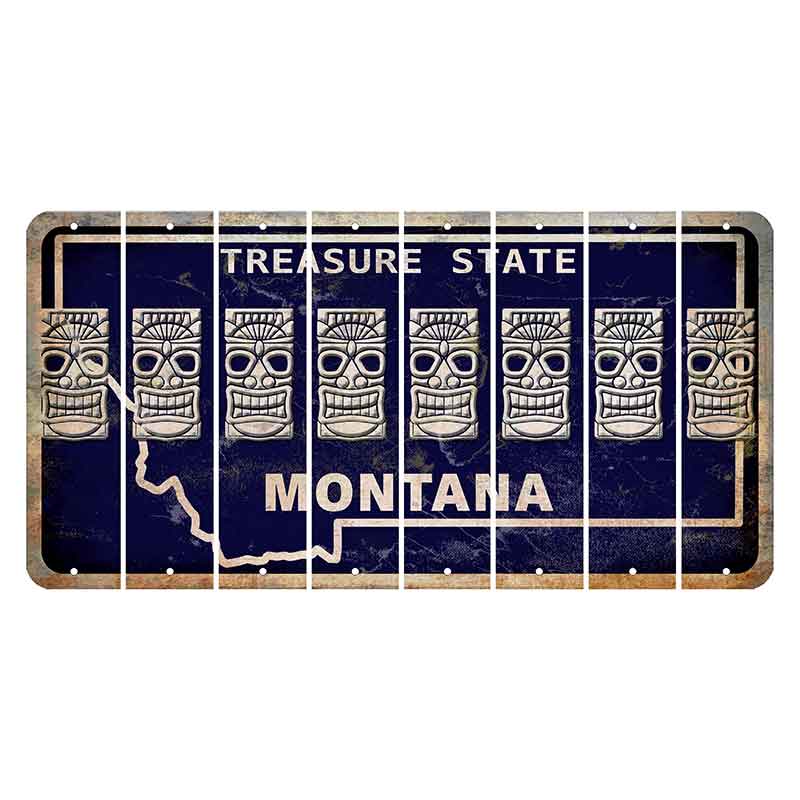 Montana Blue Treasure State Cut License Plate Strips (Set of 8) Tiki