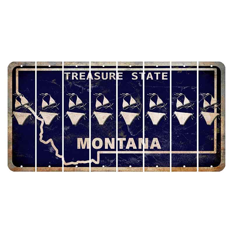 Montana Blue Treasure State Cut License Plate Strips (Set of 8) Bikini