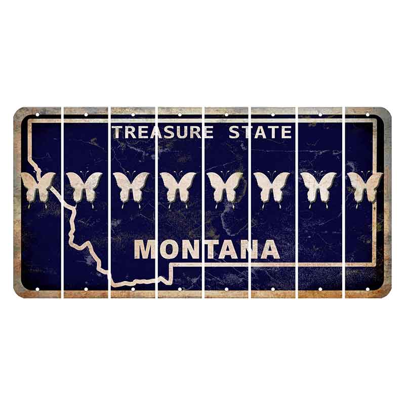 Montana Blue Treasure State Cut License Plate Strips (Set of 8) Butterfly