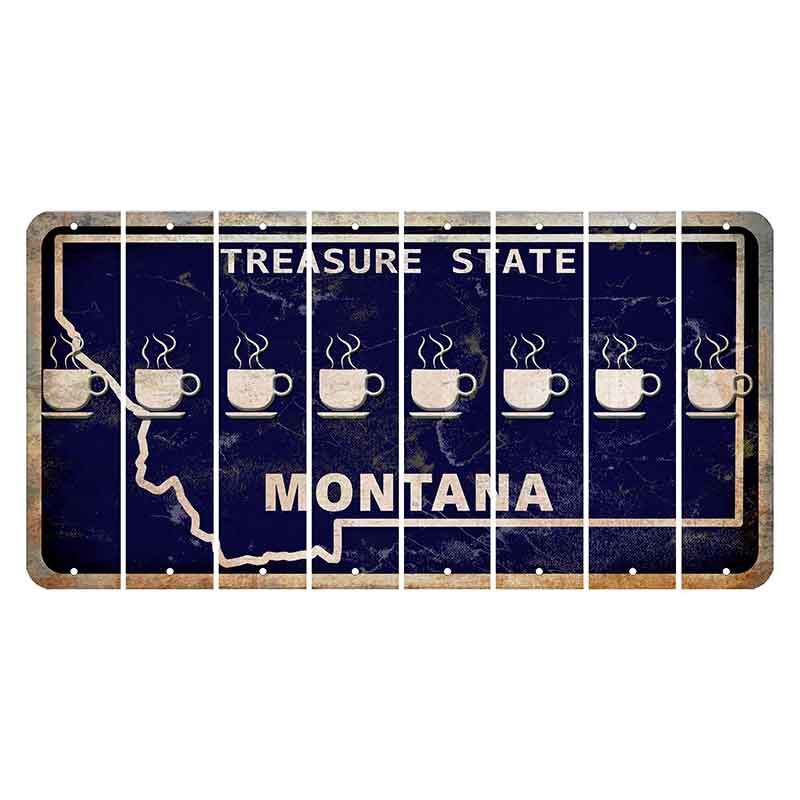 Montana Blue Treasure State Cut License Plate Strips (Set of 8) Coffee Mug