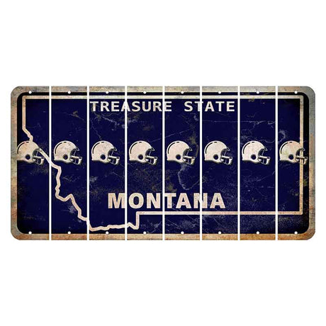 Montana Blue Treasure State Cut License Plate Strips (Set of 8) Football Helmet