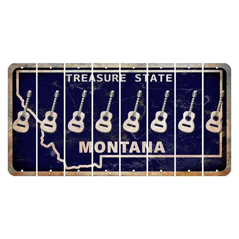 Montana Blue Treasure State Cut License Plate Strips (Set of 8) Guitar