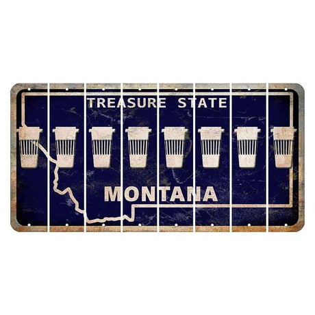 Montana Blue Treasure State Cut License Plate Strips (Set of 8) Latte