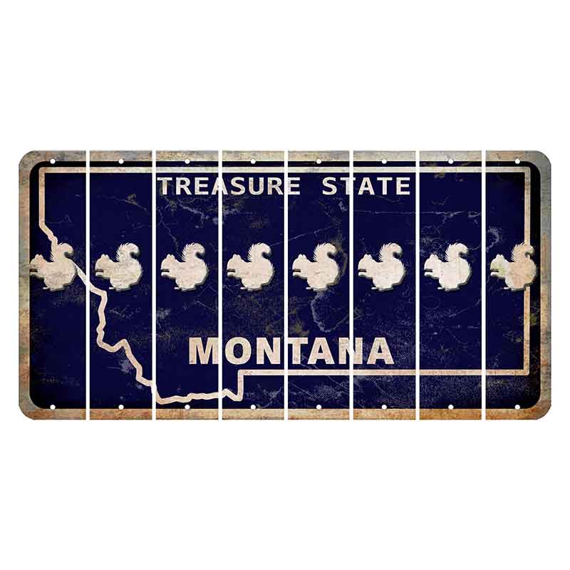 Montana Blue Treasure State Cut License Plate Strips (Set of 8) Squirrel