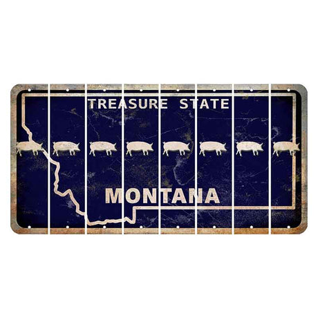 Montana Blue Treasure State Cut License Plate Strips (Set of 8) Pig